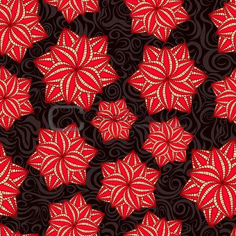Red Rose Flowers on Seamless Pattern