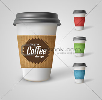 Set of takeaway coffee cups. Illustration on white background.