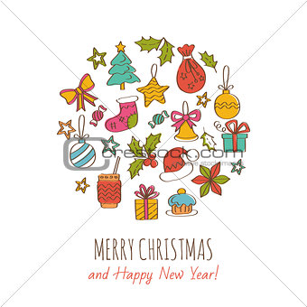 Merry Christmas and Happy New Year Greeting Card