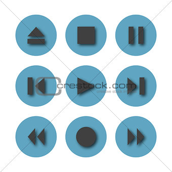 Round icons control buttons, vector illustration.