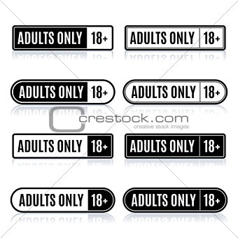 Set of stamps for adults only, vector illustration.