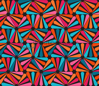 Vector Seamless Pink Blue Orange Rounded Triangle Lines Color Pattern