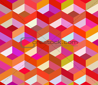 Vector Seamless Colorful Vivid Geometric Blocks Isometric Tiling Pattern
