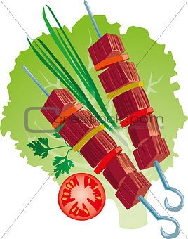bright juicy kebab vector illustration