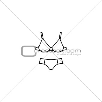 Vector bra and panties simple black icon