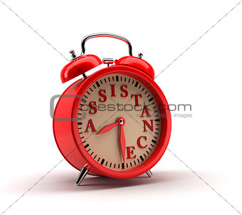 Red Alarm clock. 3D rendering.