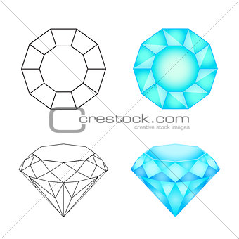 Set diamonds on a white background . Eps 10 Vector illustration