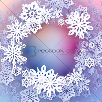 Round snow frame with place for text.