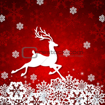 White paper deer on a red background
