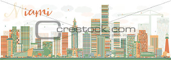 Abstract Miami Skyline with Color Buildings. 