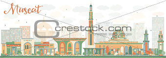 Abstrac Muscat Skyline with Color Buildings. 