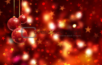 Christmas background with hanging baubles