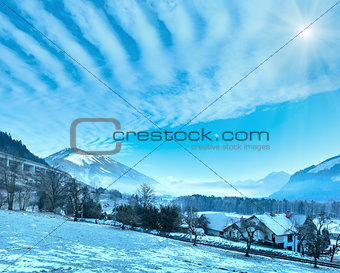Winter mountain sunshiny village (Austria).