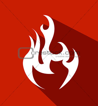 Fire. Flat white symbol