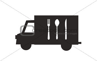 delivery truck icon with cutlery