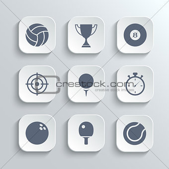 Sport icons set - vector white app buttons