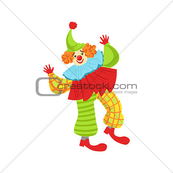 Colorful Friendly Clown In Ruffle To Classic Outfit