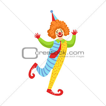Colorful Friendly Clown With Tie In Classic Outfit