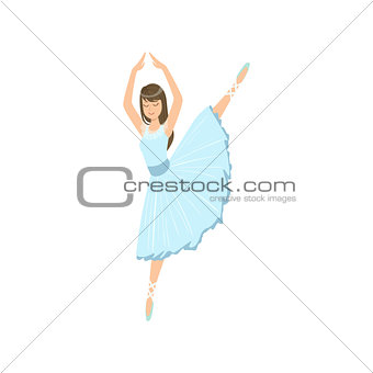 Balleria In Blue Dress Doing Leg Swing Performing