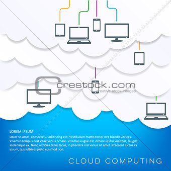 Cloud computing concept with connected devices