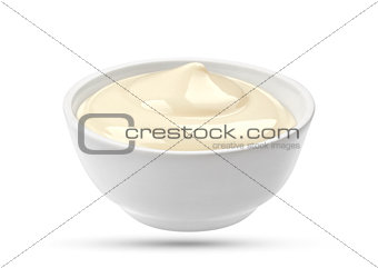 Mayonnaise bowl isolated on white background