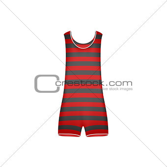 Striped retro swimsuit in red and black design
