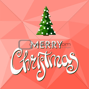 Beautiful Merry Christmas sign with tree