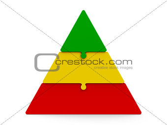 Three color puzzle pyramid