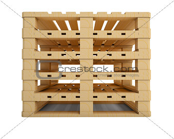 New wooden pallets isolated on white