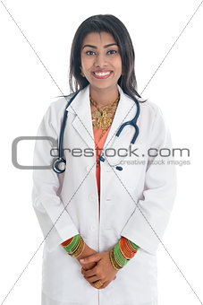 Indian female medical doctor.