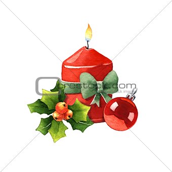 Candle with Christmas decoration