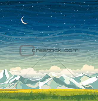 Summer landscape - mountain at night.