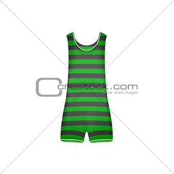 Striped retro swimsuit in green and black design
