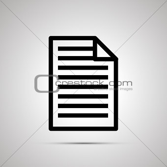 Simple black icon of document with text on light background