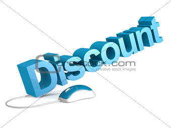 Discount word with blue mouse