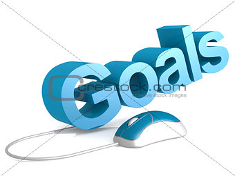Goals word with blue mouse
