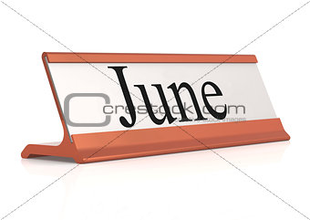 June word on table tag isolated 