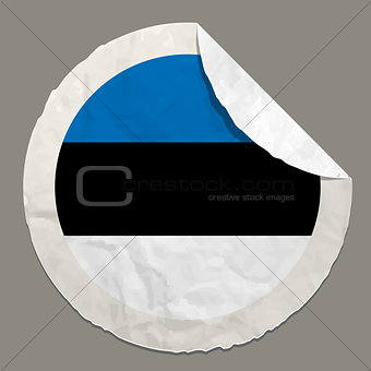 Estonia flag on a paper label