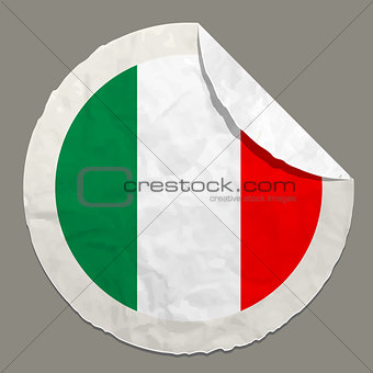 Italy flag on a paper label