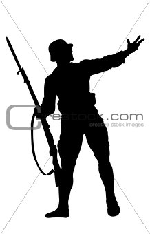 the silhouette of a soldier