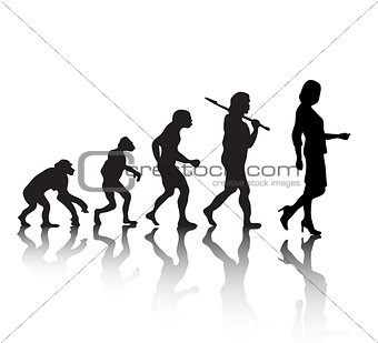 The evolution, silhouette people. Darwin s theory. Vector illustration