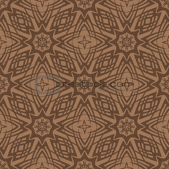 Brown Ornamental Seamless Line Pattern