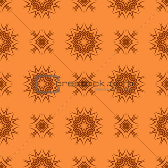 Orange Ornamental Seamless Line Pattern