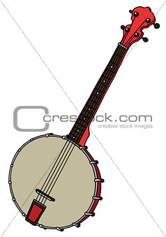 Red four strings banjo