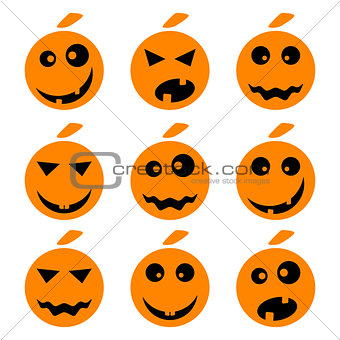 Halloween pumpkin emoji emoticons set