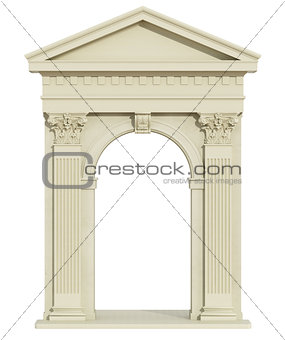 Front view of a classic arch with triangular tympanum