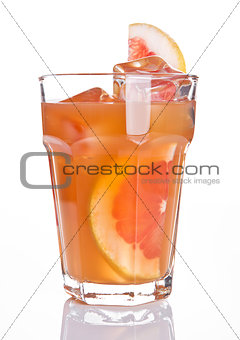 Glass of healthy grapefruit  juice with fruit