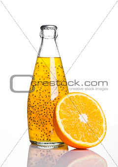 Bottle of exotic healthy juice with orange