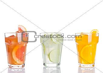Glass of orange grapefruit and lemon juice iced