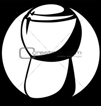 champagne cork white circle logo on a black background